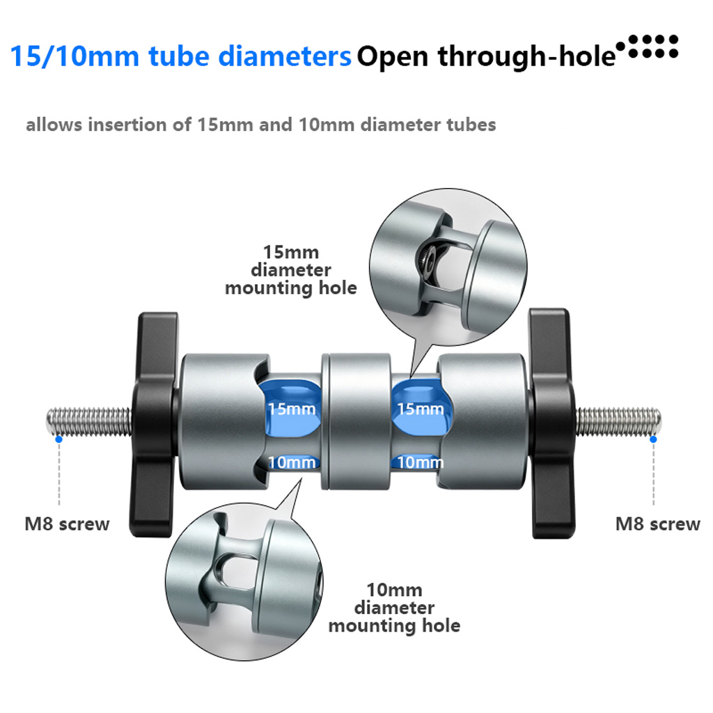Photography Lighting Tools - 360° Rotating Dual-end Pipe Clamp 10mm