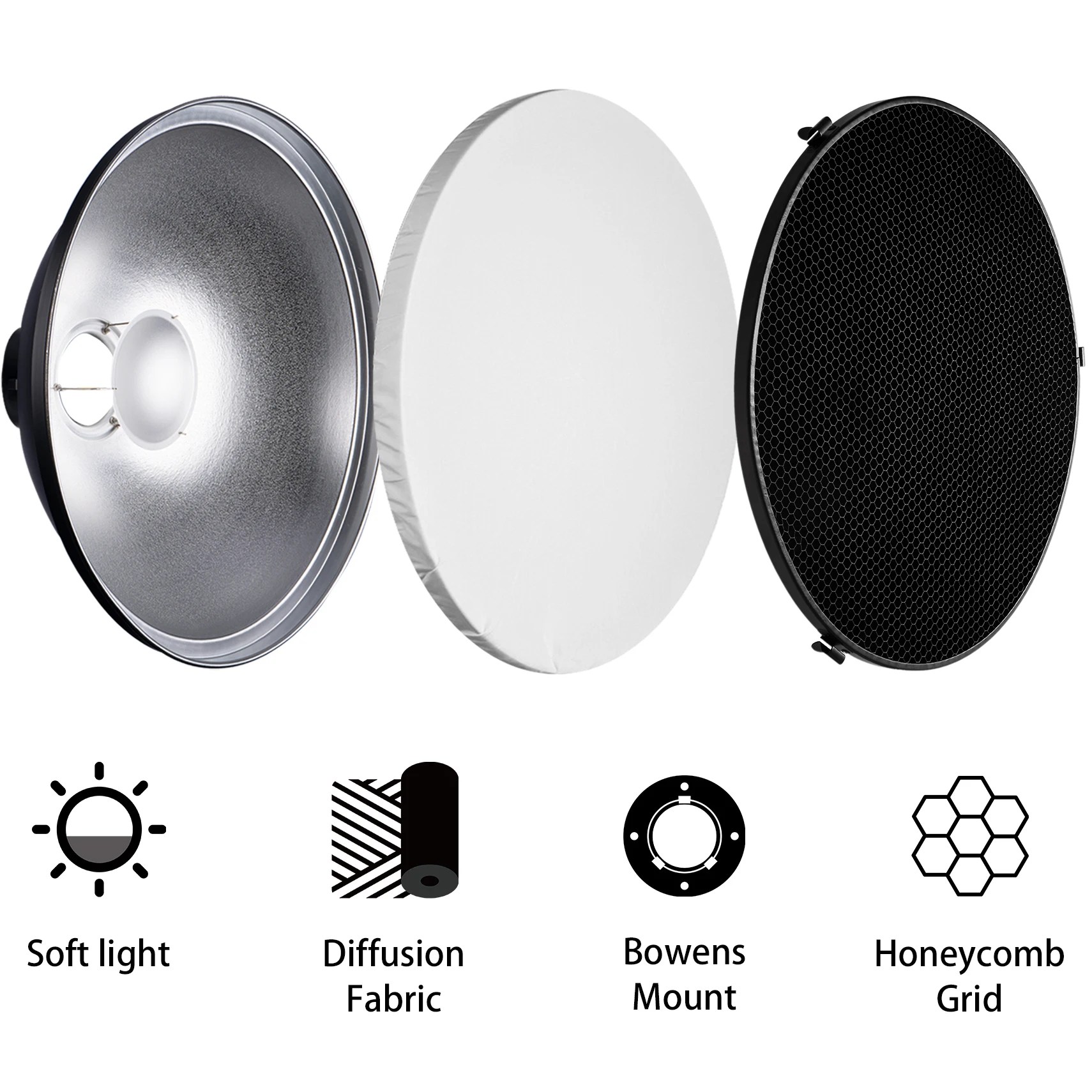 Selens 55cm Silver/White Inter - Photography Lighting Beauty Dish recension och pris