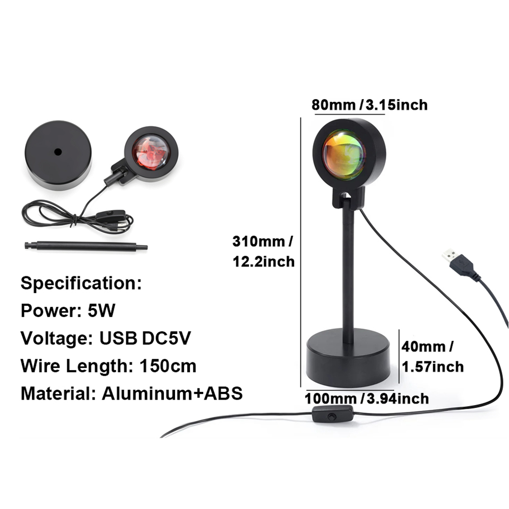 Sunset Projector LED Light USB - Lighting Glass Photography recension och pris