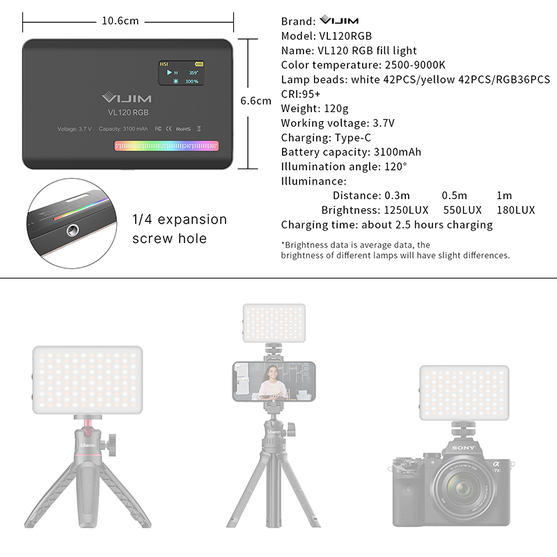 Ulanzi VL120 RGB Camera Video  - Photography Lighting Wireless recension och pris
